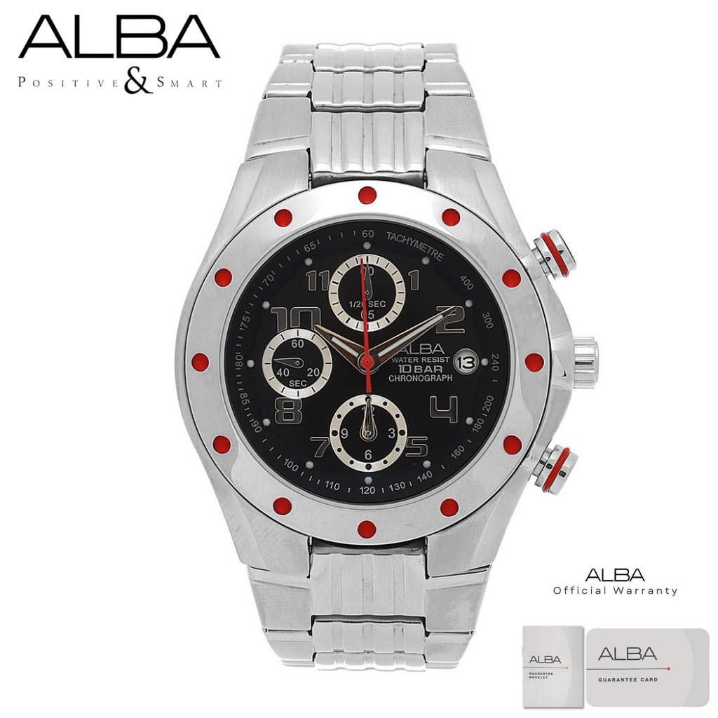 Alba Pria AF8F51 Jam Tangan Pria Alba Active AF8F51X1 Quartz Stainless Steel Strap