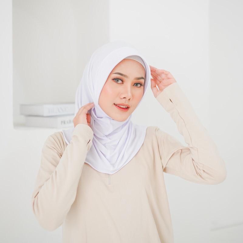 BERGO SPORT /KRUDUNG OLAHRAGA/ HIJAB SPROT/ KRUDUNG SPORT/ HIJAB OLAHRAGA/ BERGO OLAHRAGA/ KRUDUNG INSTAND/ HIJAB LANGSUNG-WHITE