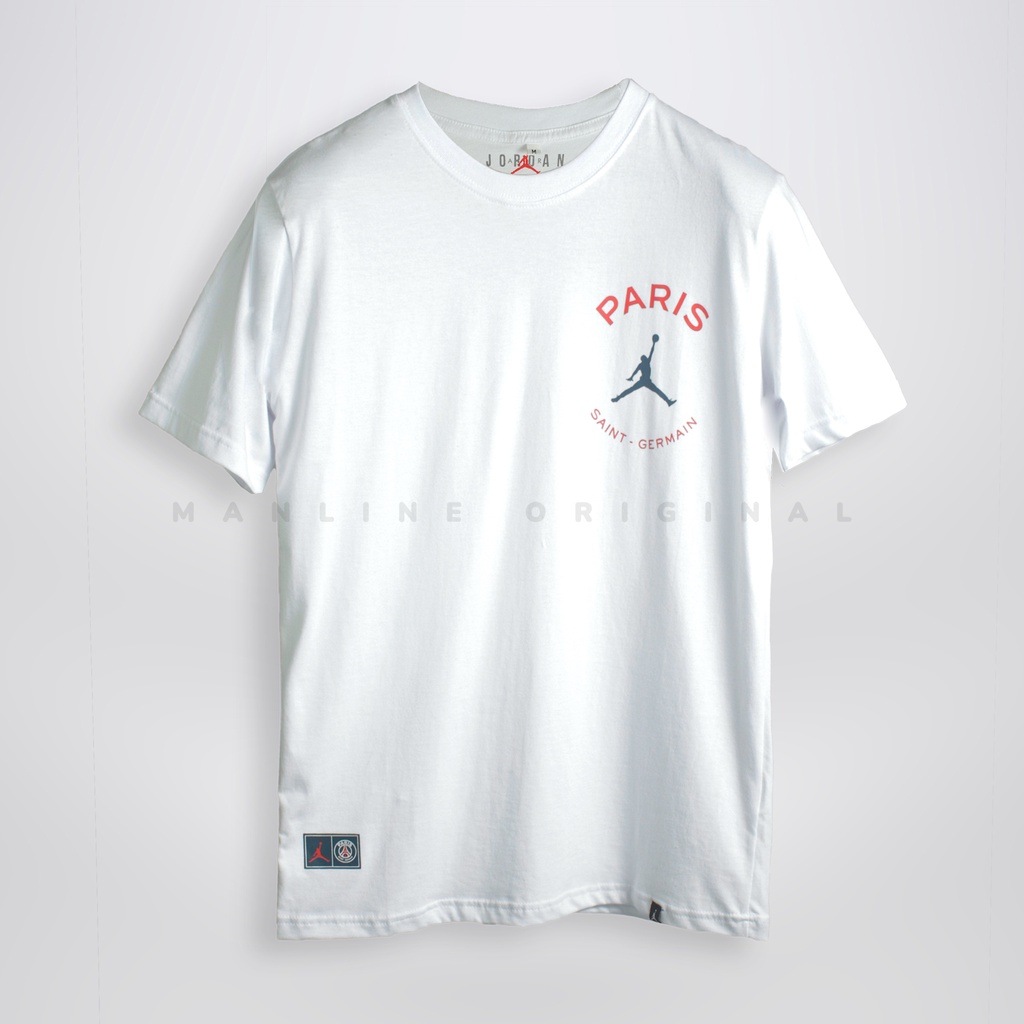 Kaos Branded Nike PSG Paris Saint-Germain Men's Logo T-Shirt - White