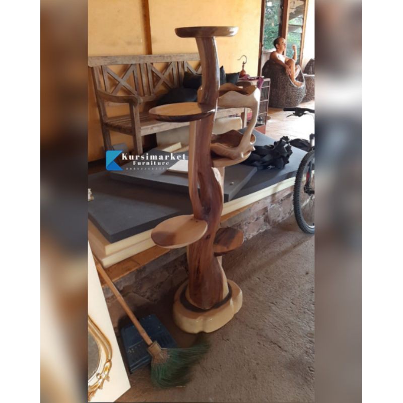 Rak bunga Tempat pot bunga dari kayu trembesi rak bunga unik & mewah tempat vas bunga