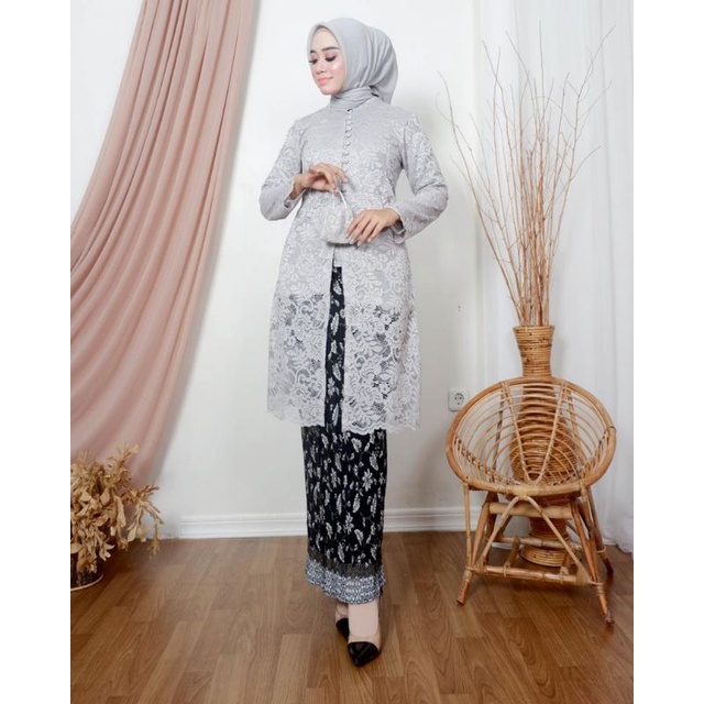 SET KEBAYA TUNIK BRUKAT KANCING SERIBU - KEBAYA TUNIK BUSUI - KEBAYA TUNIK KURUNG ROK PLISKET