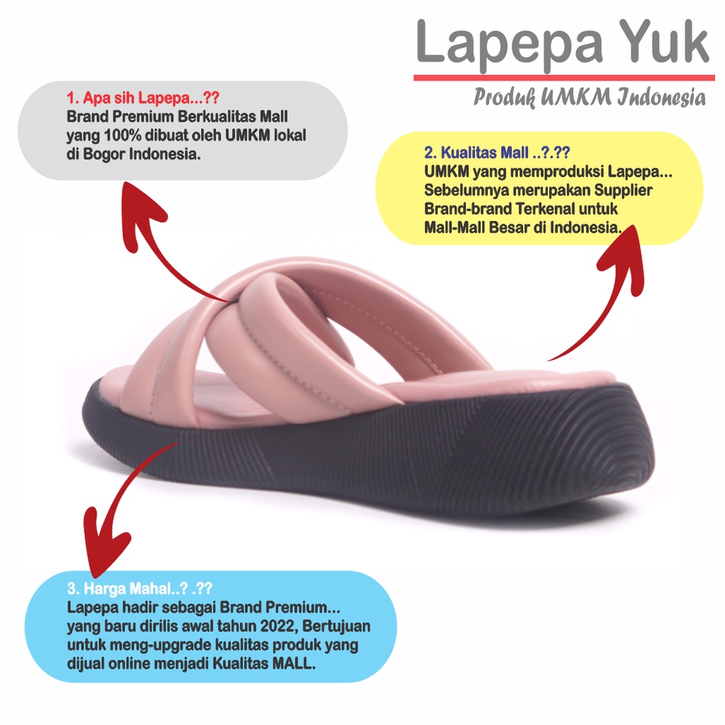 LAPEPA YUK - Sandal Platform Anak Perempuan Usia 2 sampai 10 Tahun NADHIRA KIDS  Sendal Anak cewek Wedges Wanita Empuk Model Silang Warna LIGHT SALEM Pink Soft adek kakak cewe Slop Usia Umur 3 4 5 6 7 8 9 thn Tahun Premium Ori Original Mall Official Store