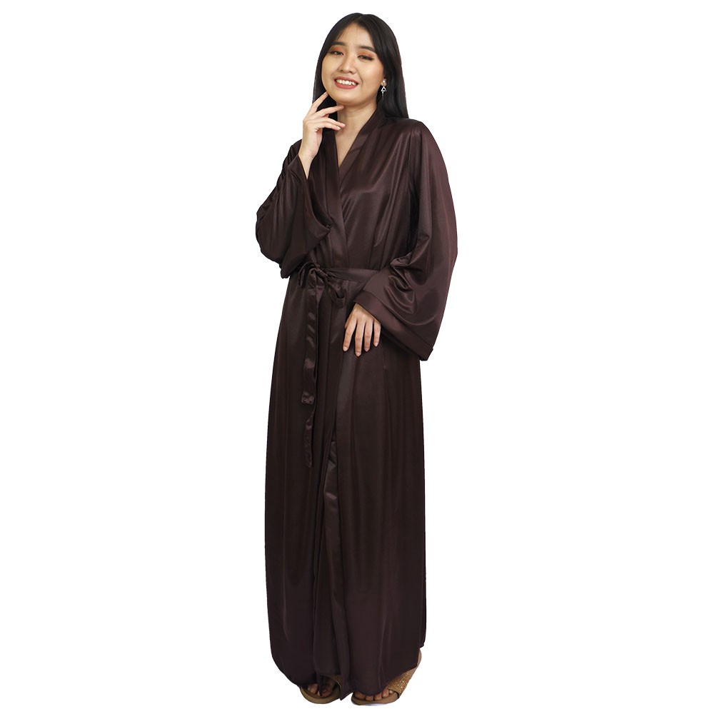 FOLVA kimono set baju tidur satin 1385KGSET coklat all size