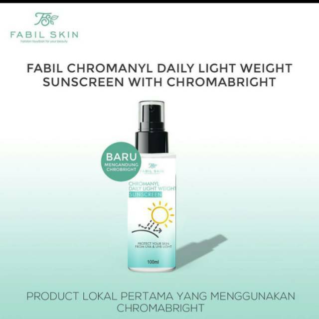 SkinCare BPOM Chromanyl Sunscreen chromabgrith SPF 50 Fabil beauty pemutih kulit wajah halal 100%
