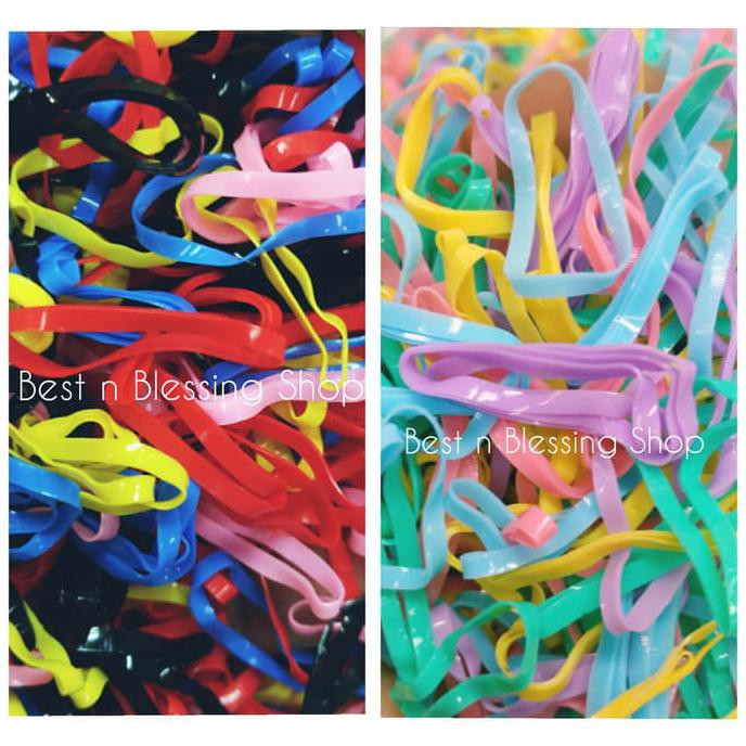 Karet jepang hitam warna-warni Kiloan ONS karet rambut ikat rambut FREE ONGKIR