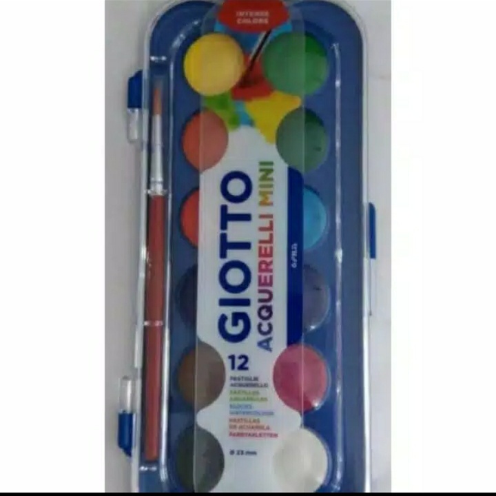 

cat air kering 12 warna mini, aquarelli mini 12 warna, cat air giotto 12 warna