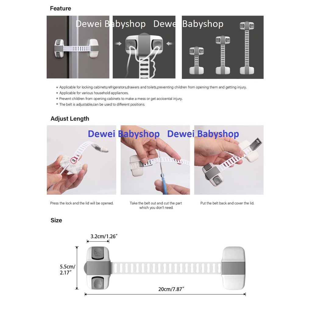 Kunci Pengaman Laci Lemari Anak Bayi (Baby Safety Lock / Alat Pengunci Pintu Rak Cabinet / Peti Es / Kulkas)