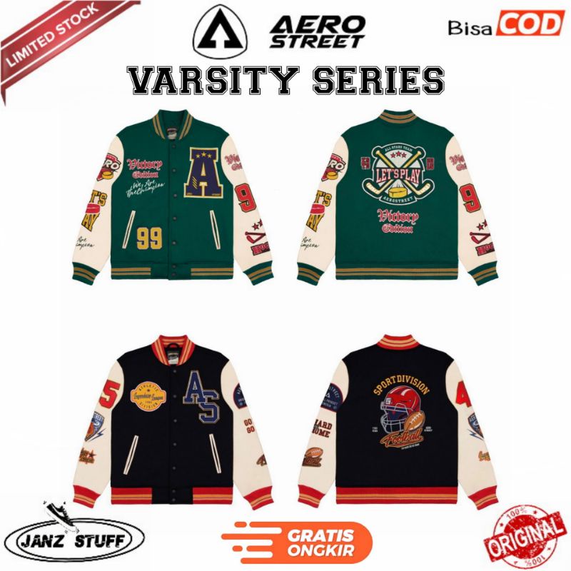 Aerostreet Varsity Victory Hijau / Aerostreet Varsity Jacket Go Hard Or Go Home Hitam Original - Aer