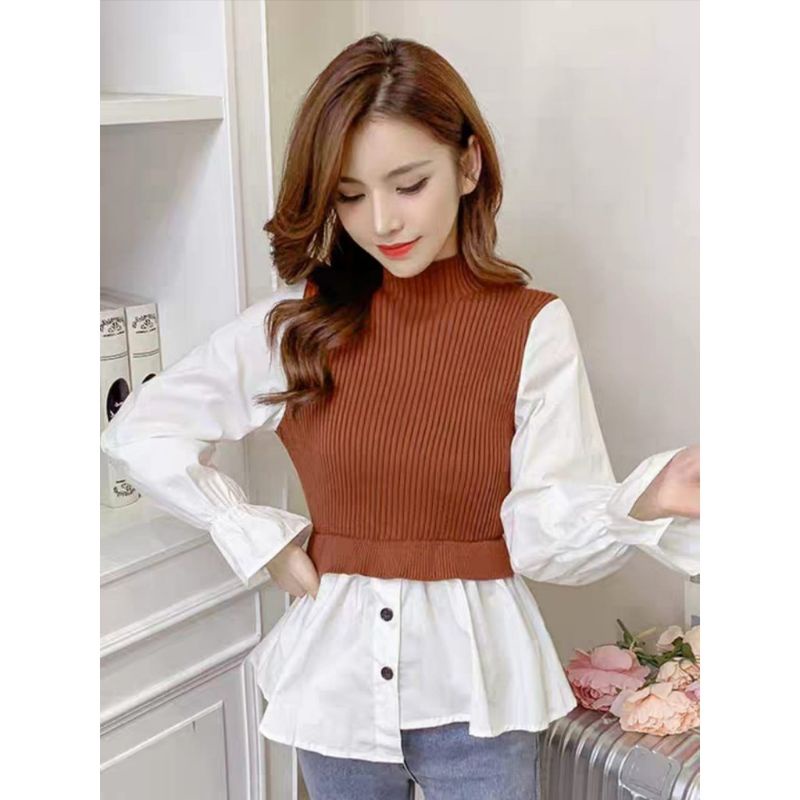 MDLV ~ 1155 KNIT CHARLOTT TOPS BLOUSE KOREA BLOUSE RAJUT LENGAN PANJANG BLOUSE IMPORT FASHION IMPORT