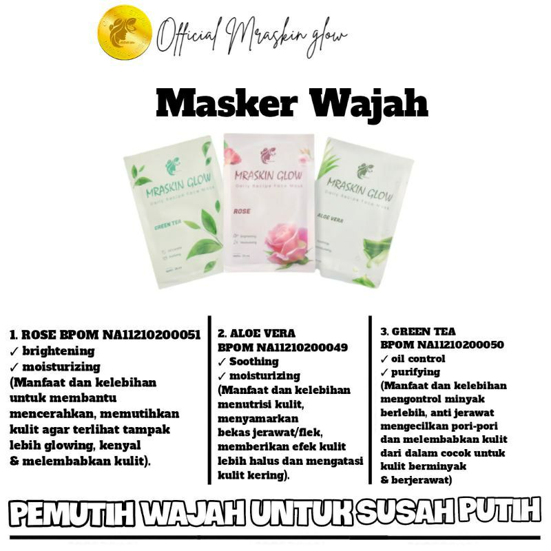 MASKER WAJAH BPOM MRASKINGLOW-MRASKIN GLOW-MRA SKIN GLOW/DAILY SHEET MASK MRASKIN GLOW