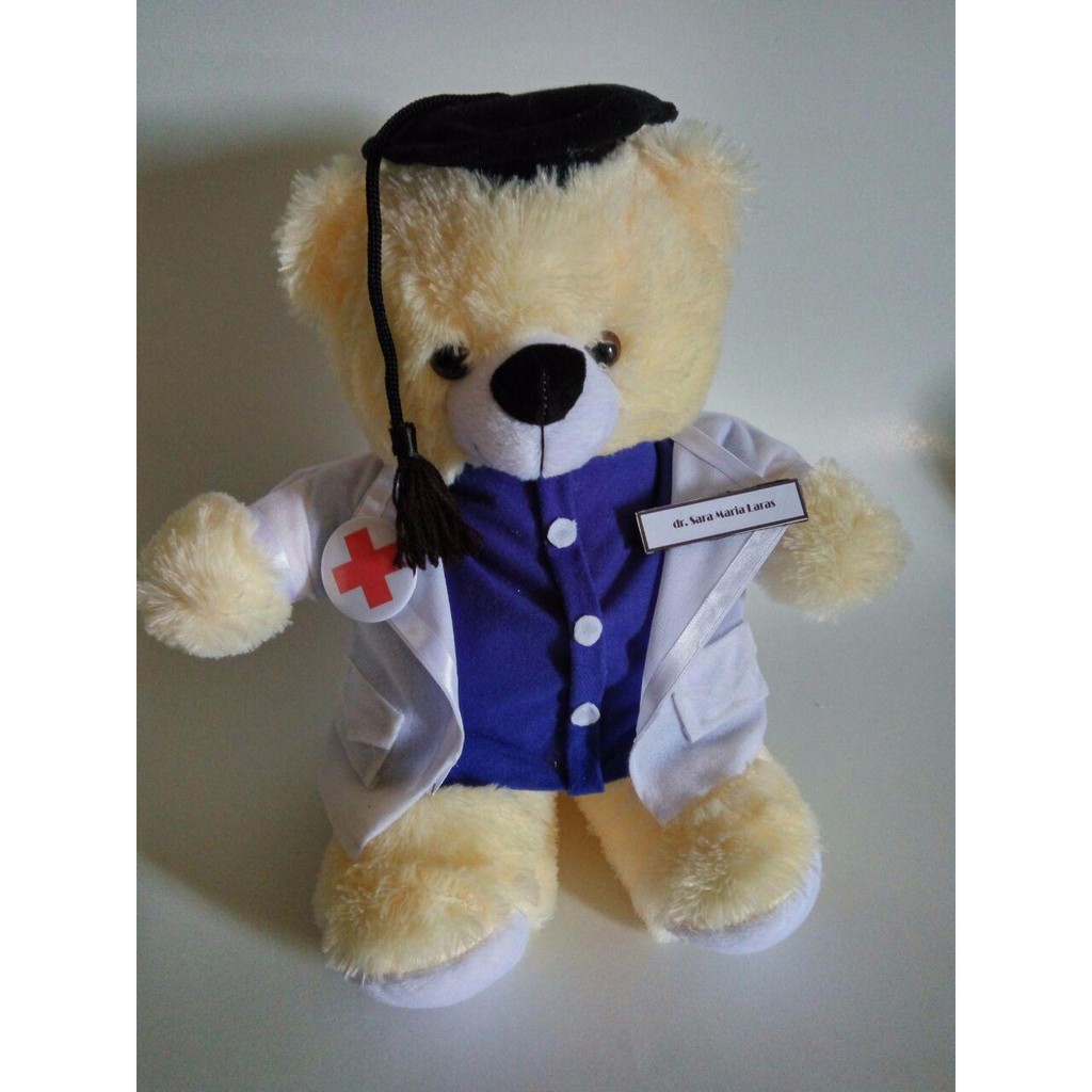 Boneka Wisuda Dokter Murah ukuran Medium Custom Nama Hadiah Kado Dokter Graduation seragam profesi