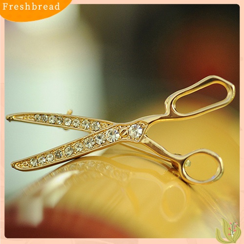 Terlaris Lovely Handmade Rhinestone Scissor Gold-Plated Brooch Pin Jewelry Best Xmas Gift