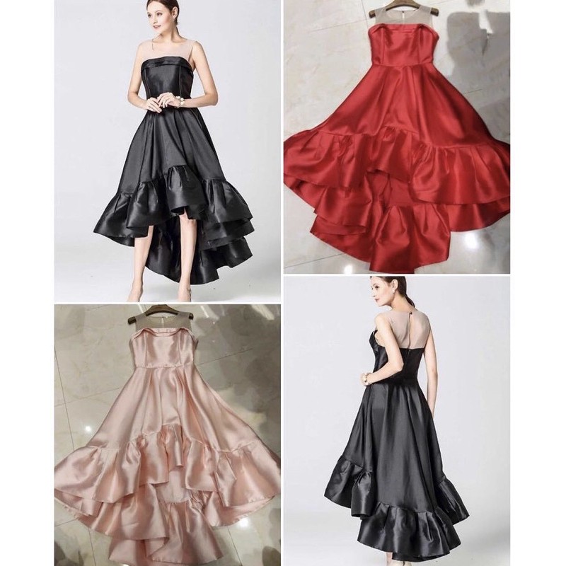 Ruffle Party Dress in Peach size L/XL