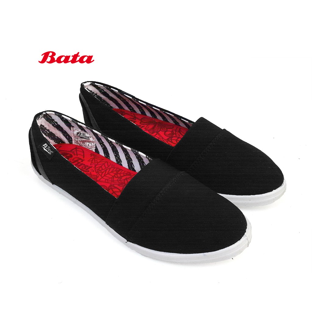 BATA BFIRST Sepatu Sekolah Anak Perempuan Slip On Canvas Hitam