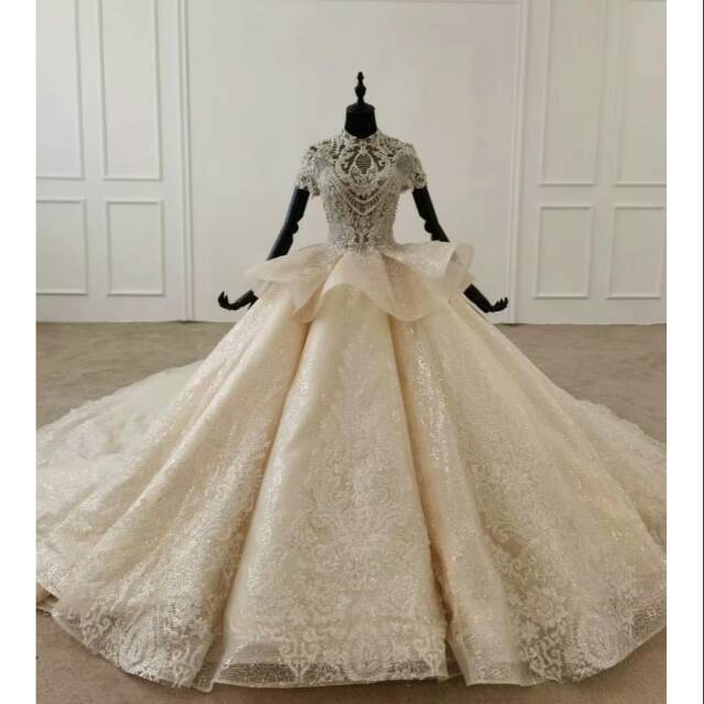 Pre order gaun pengantin lengan pendek baju pengantin ballgown wedding dress import wedding gown new