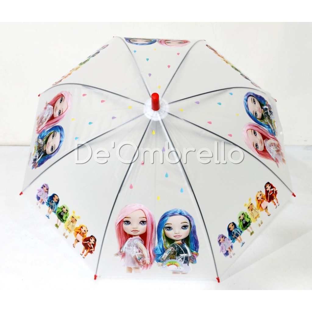 (007RSF)De'Ombrello! Payung PVC Anak Motif Rainbow Surprise Full Print