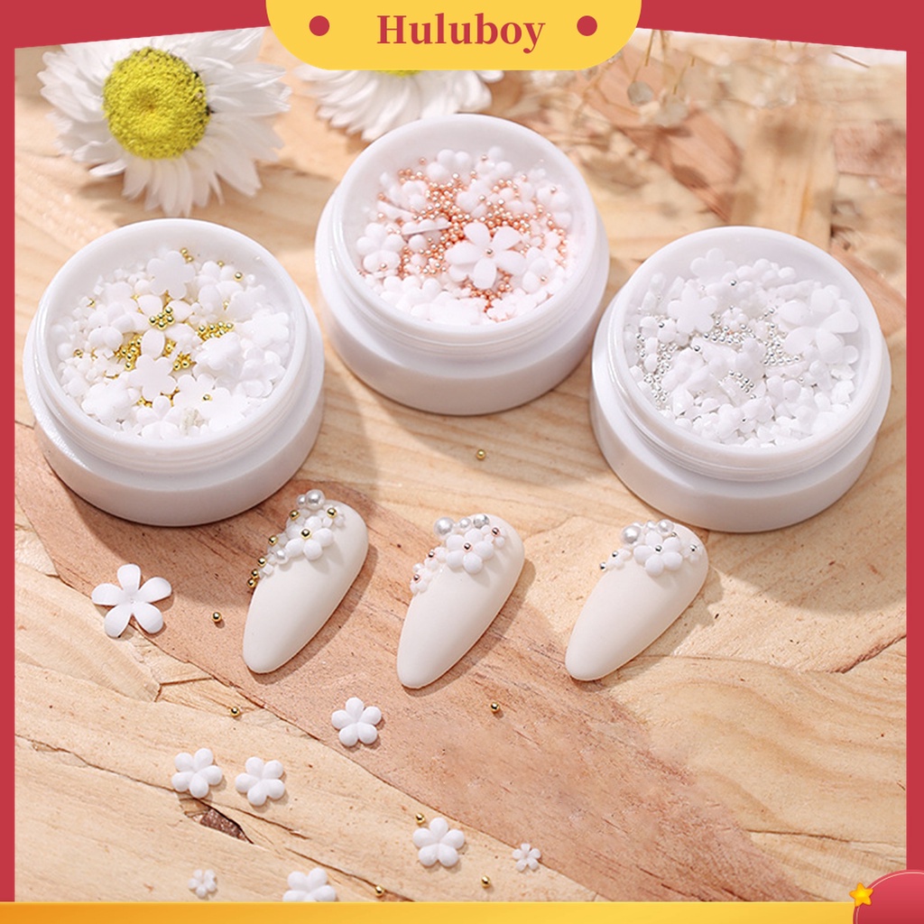 Huluboy Huluboy♡ Ornamen Bunga Kecil Warna Putih Untuk Dekorasi Kuku Wanita
