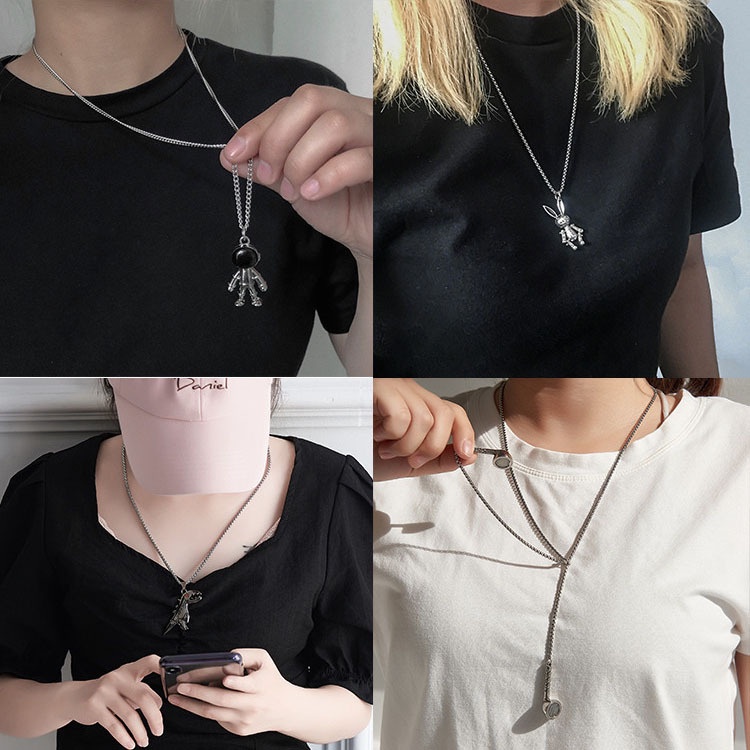 Kalung Rantai Panjang Dengan Liontin Gaya hip hop punk Untuk Pria Dan Wanita