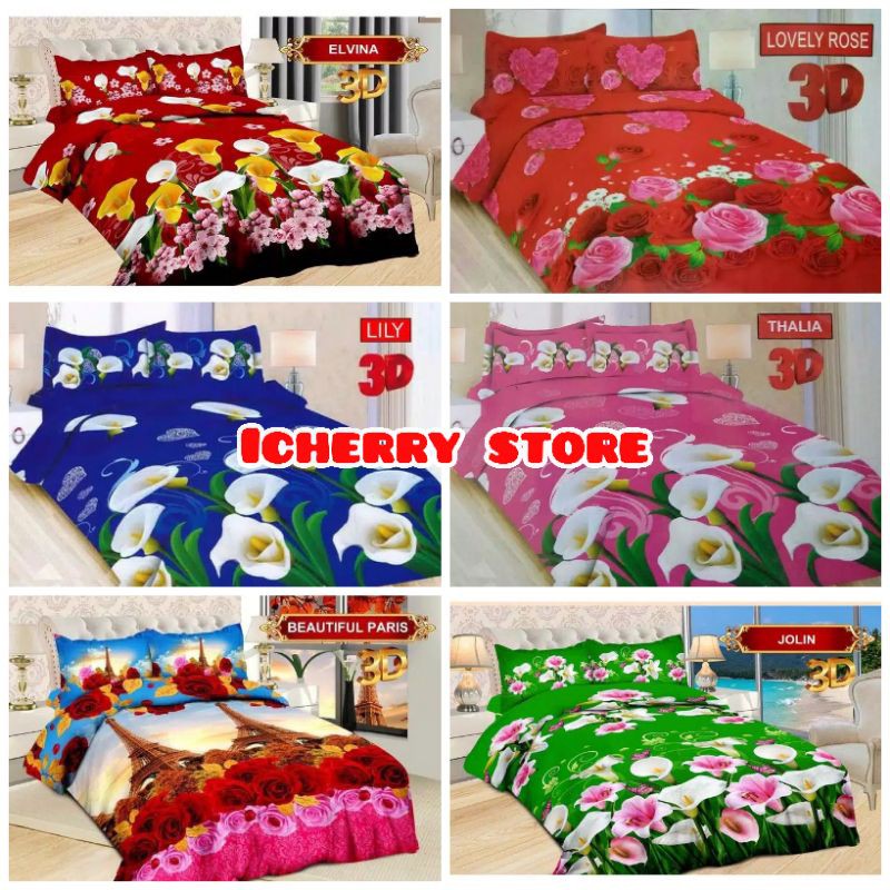 Sprei Bonita 3D Rumbai King 180x200 Motif Jolin, Elvina, Lovely Rose, Lily, Thalia, Beautiful Paris