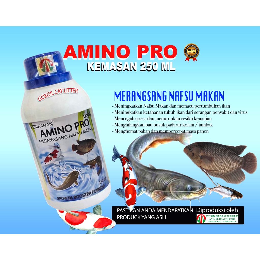 AMINO PRO 250 ML-VITAMIN PENGGEMUK IKAN,-PENAMBAH NAFSU MAKAN IKAN-DENGAN ASAM AMINO