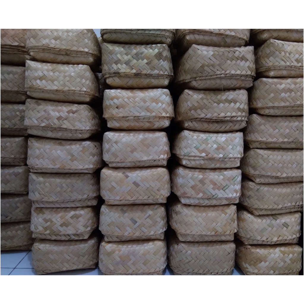 [ Halodul ] Besek bambu size 18x18 cm (standard catering/ nasi besek 4 sekat | besek bambu hampers |