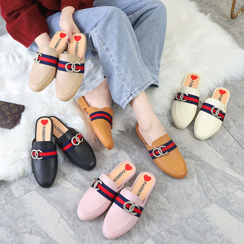 Sepatu Sandal Wanita Slide Slip On Import GELARDINE / Sendal Wanita Fashion Import Flat