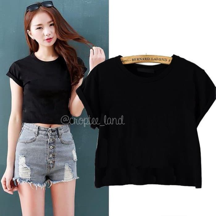 Atasan Wanita - Blus Sifon - Blouse Wanita Croptee Hitam Polos Produk Terbaik