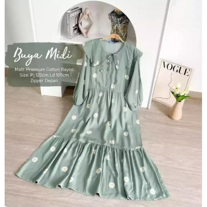 BUYA MIDI MAXI DRESS | MIDI DRESS | DRESS | MUSLIM WANITA | FASHION//Izdihaar_olshop