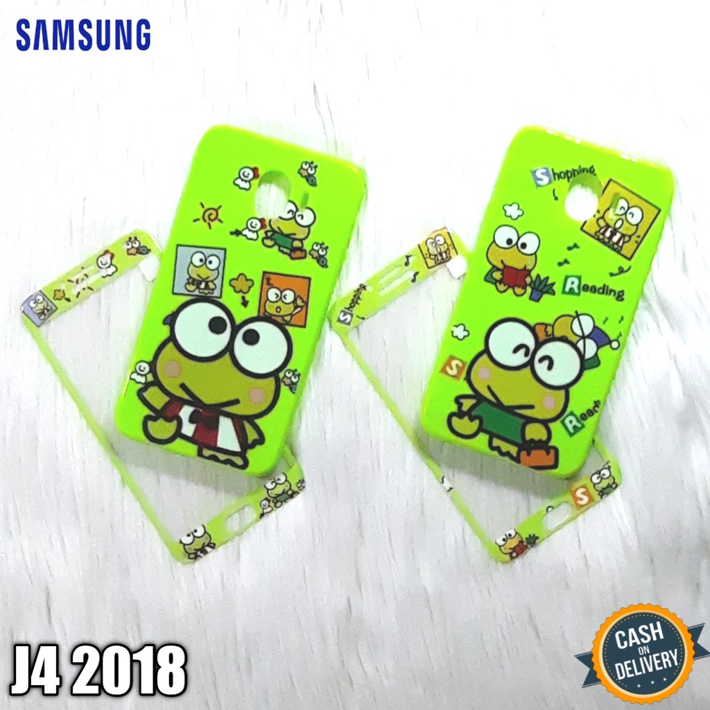 Case + Tempered Glass For Samsung J4 2018 Softcase Jelly Character