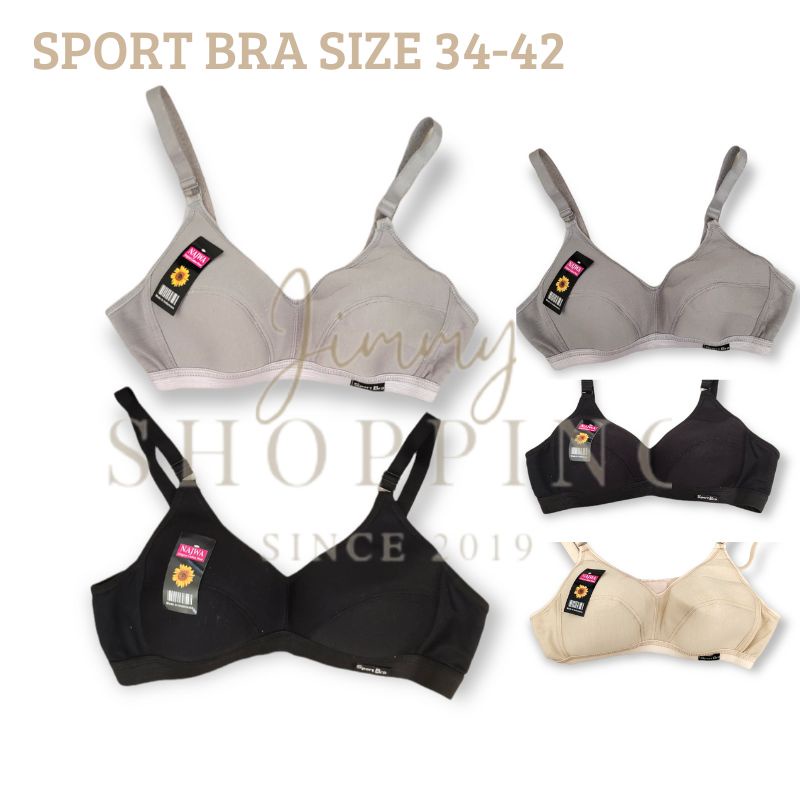 Sport bra tanpa kawat tanpa busa kait 2 size 34-42 murah nyaman tidak sesak