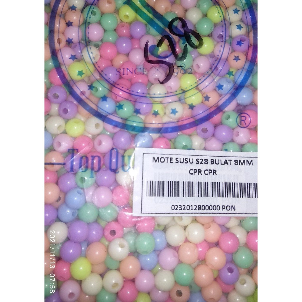 Mote Motif Dop Warna Pastel 8mm 1pon