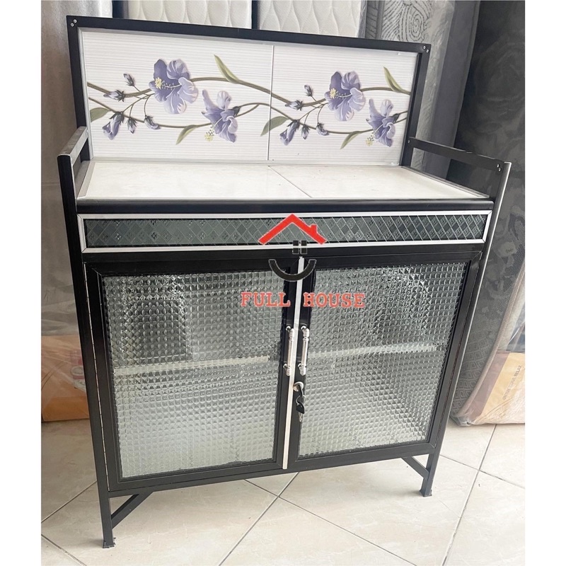 rak piring rak kompor meja kompor aluminium kaca termurah