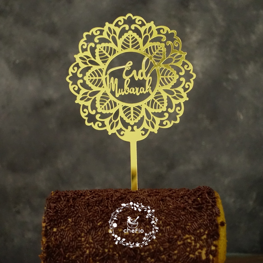 Chefio Cake Topper Lebaran Eid Mubarak Idul Fitri / Tusukan Hiasan Kue