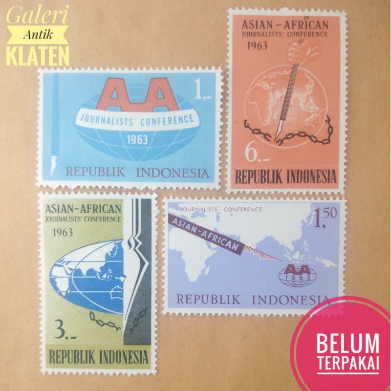 

Set Lengkap Perangko seri Konferensi Wartawan Asia Afrika tahun 1963 paket prangko lama kuno jadul