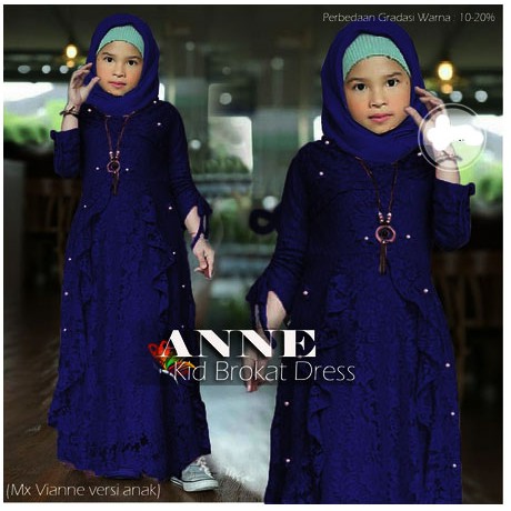 (JAMIN REALPICT) GAMIS ANNE ANAK VIANNE MAXI KIDS BRUKAT CORNELI TULANG GLITTER FASHION MUSLIM ANAK