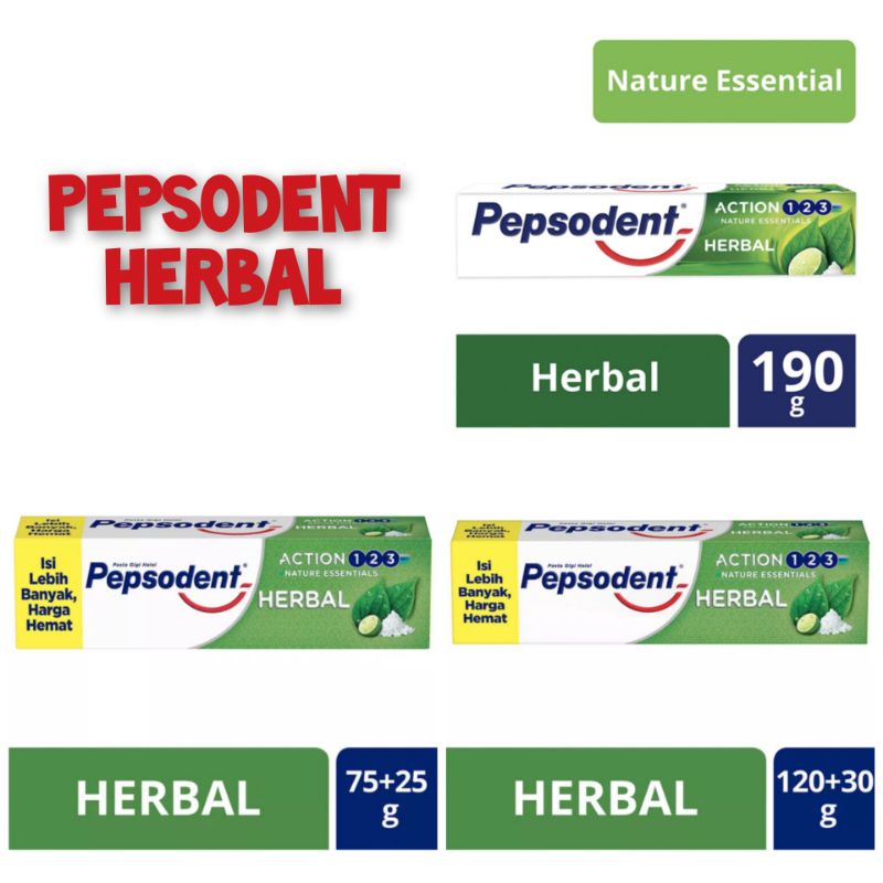 PEPSODENT Pasta Gigi 123 Herbal 190gr