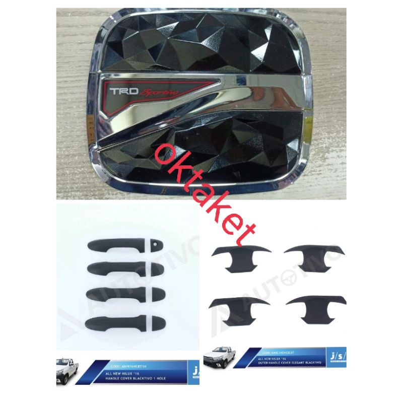 paket outer handle tank all new hilux hitam chrome jsl