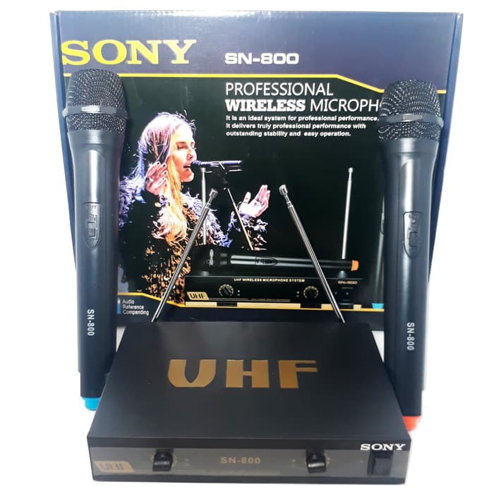 Mic Microphone Double Wireless Sony SN 800 suara mantap Batrai AA