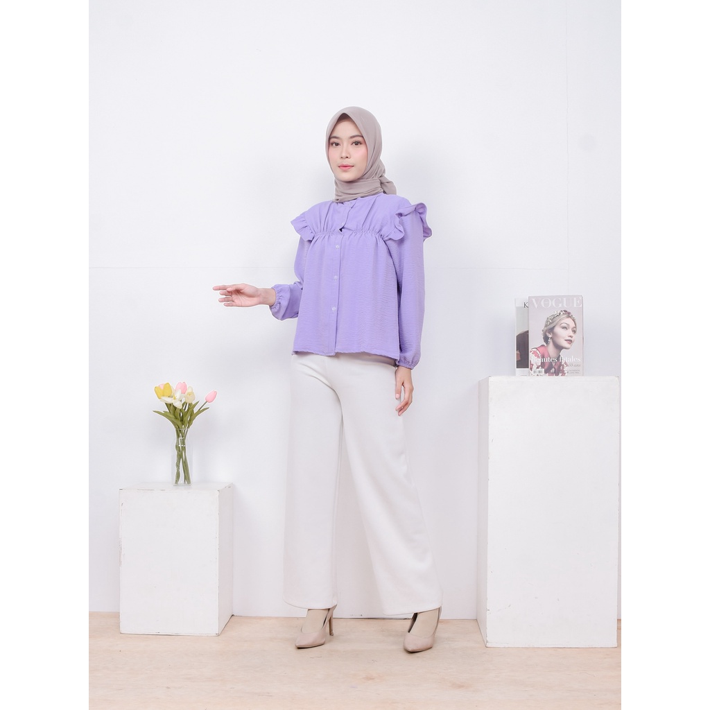 Risa Blouse - Blus Kemeja Rayon Crinkle