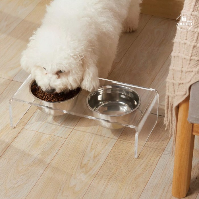 Stand Pet Bowl Acrylic / Holder Tempat Makan Hewan Peliharaan Akrilik