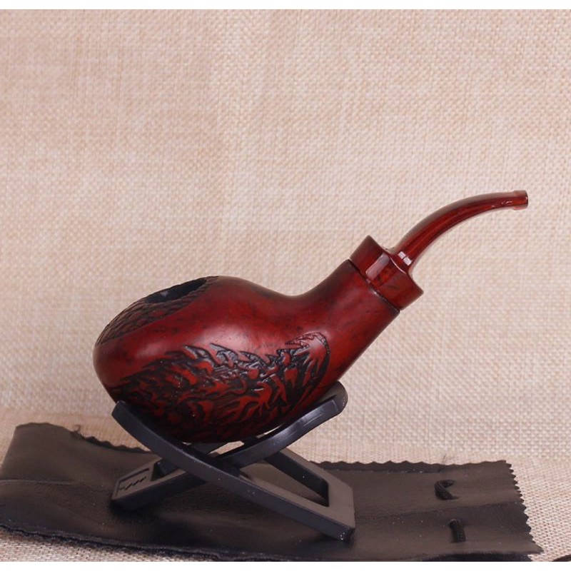 Pipa Cangklong Kayu Model Ellipse Dragon Eggs, Pipa Cangklong Kayu Red Wood Ukiran