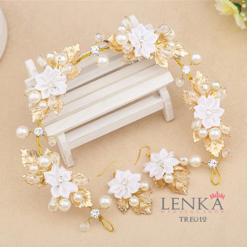 [SIAP KIRIM] TIARA WEDDING GOLD AKSESORIS PESTA PERNIKAHAN BUNGA TRE012