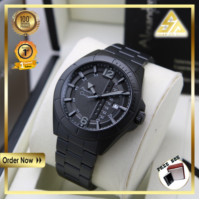 JAM TANGAN ALEXANDER CHRISTIE ALEXANDRE CHRISTIE PRIA COWOK ORIGINAL ORI BRANDED FULL BLACK AC 6535