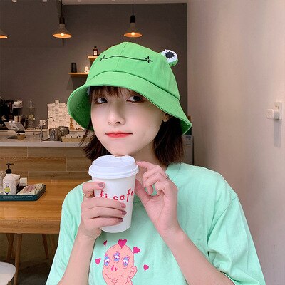 Topi Bucket Panama Wanita Desain Katak Untuk Musim Panas