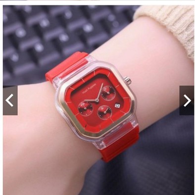 (BW) JAM TANGAN WANITA CASE KOTAK STRAP RUBBER CRONO TIGA OFF HP-35