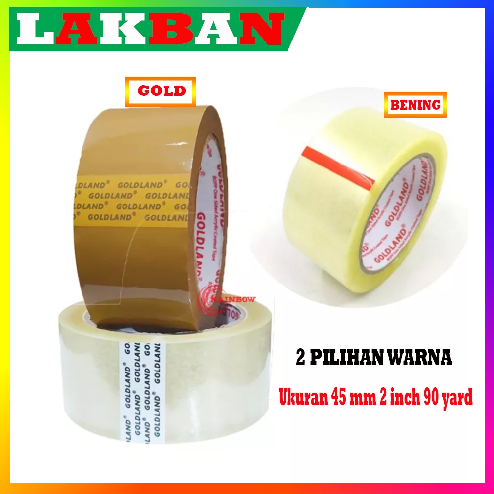 

Lakban Bening Solasi Goldland Ukuran 45 mm 2 inch 90 yard Selotip Bening Selotip Coklat Lakban 90 Yard