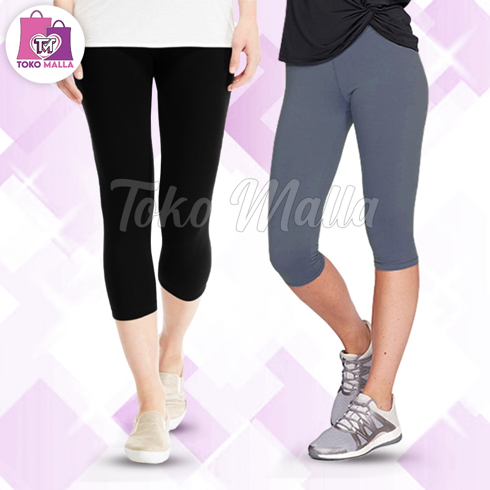 Legging Wanita Panjang 7/8 Jersy Kaos Street Polos Lejing  Celana Rangkepan Dalaman Ketat Sport Stre
