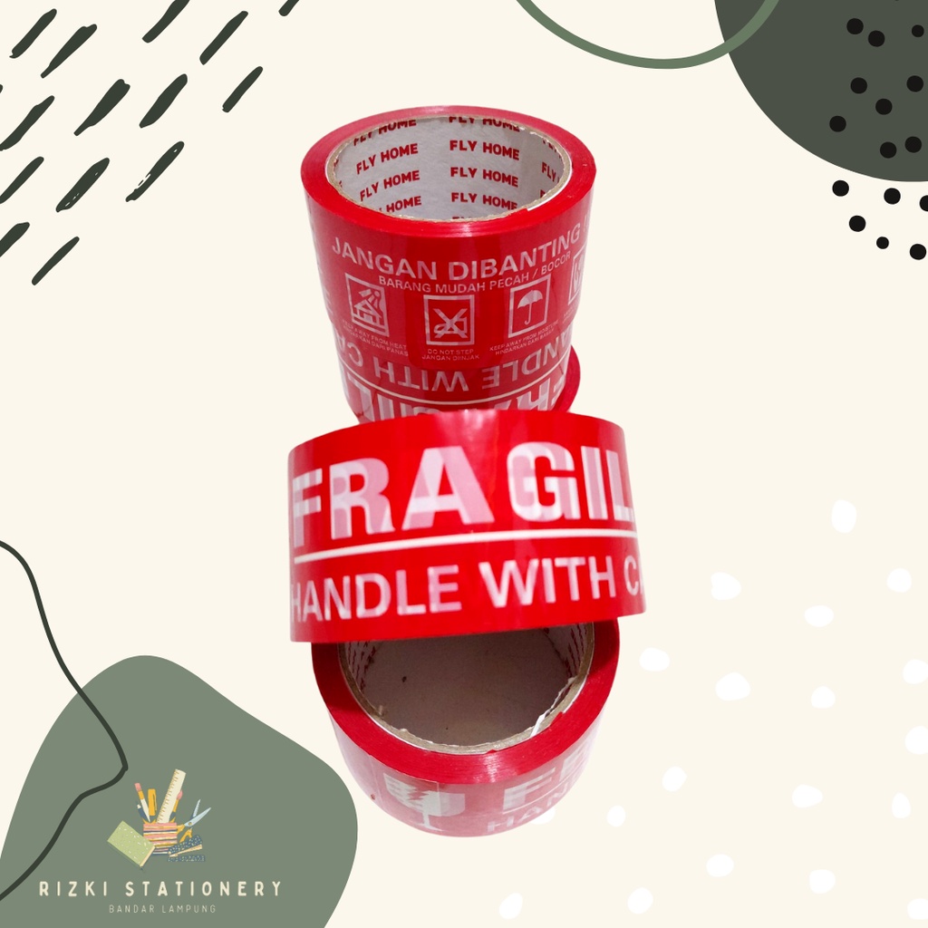 

Lakban Fragile Merah / Pecah Belah / Lakban Packing 48 x 72 yard