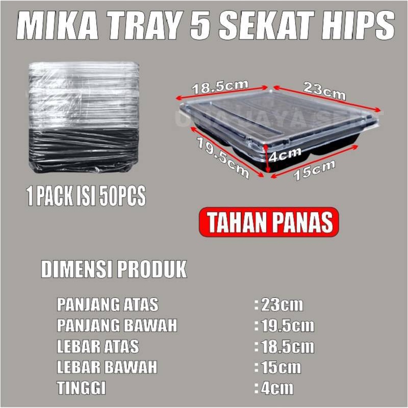 Mika Bento Bintang 4 Sekat PET atau 4Sekat HIPS Tahan Panas Per Pack Tray Kotak Bekal Makan Var