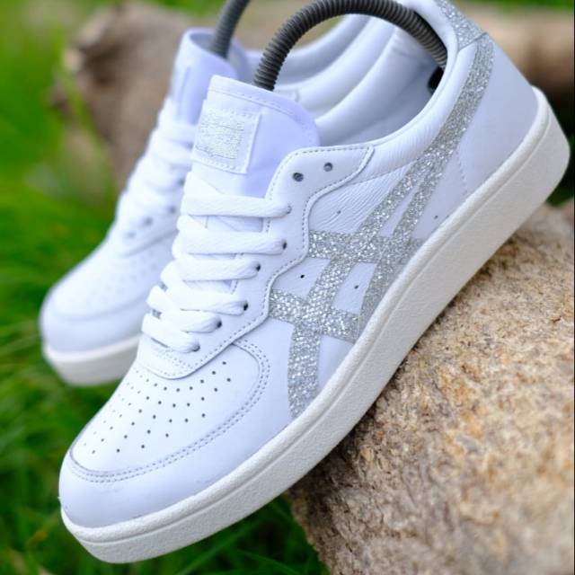 Original Onitsuka Tiger GSM  white silver Glitters sepatu sneakers